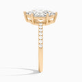 Toi Et Moi Oval and Marquise Accented Diamond Engagement Ring In 14K Rose Gold, Side View