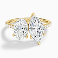 Toi Et Moi Oval and Marquise Accented Diamond Engagement Ring In 14K Yellow Gold - Lucenjuri