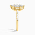 Toi Et Moi Oval and Marquise Accented Diamond Engagement Ring In 14K Yellow Gold, Side View