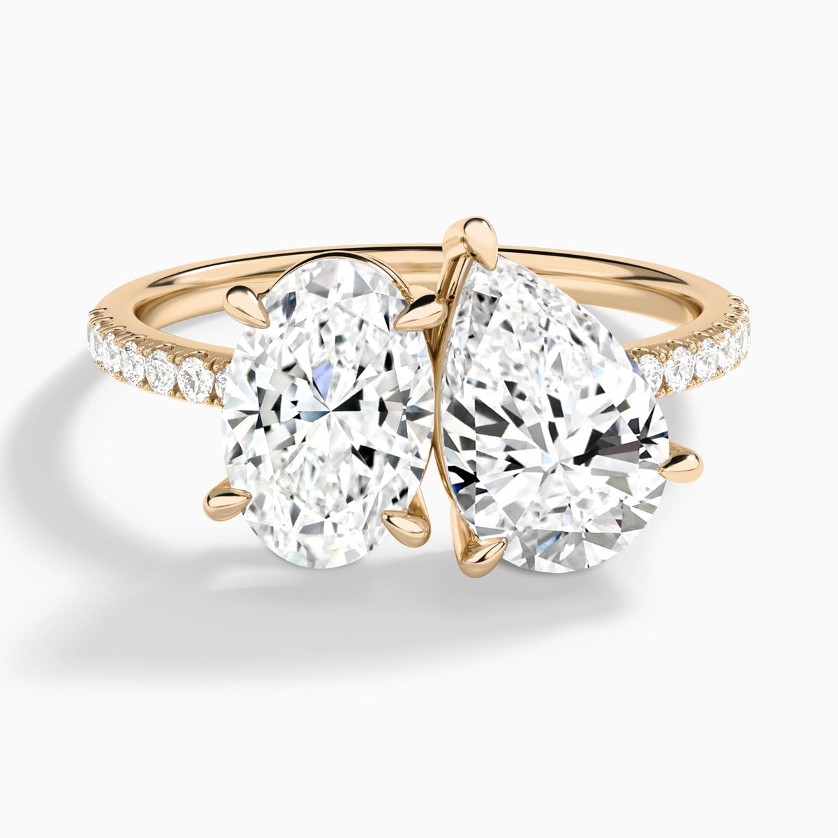 Toi Et Moi Oval and Pear Accented Diamond Engagement Ring In 14K Rose Gold - Lucenjuri
