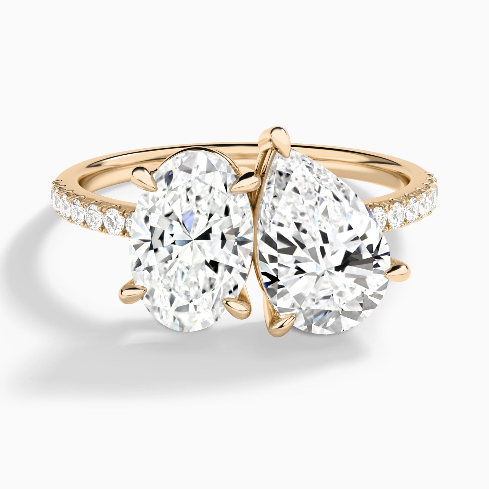 Toi Et Moi Oval and Pear Accented Diamond Engagement Ring In 14K Rose Gold - Lucenjuri