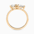 Toi Et Moi Oval and Pear Accented Diamond Engagement Ring In 14K Rose Gold, Top View