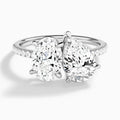 Toi Et Moi Oval and Pear Accented Diamond Engagement Ring In 14K White Gold - Lucenjuri