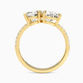 Toi Et Moi Oval and Pear Accented Diamond Engagement Ring In 14K Yellow Gold, Top View