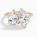 Toi Et Moi Pear and Marquise Accented Diamond Engagement Ring In 14K Rose Gold - Lucenjuri