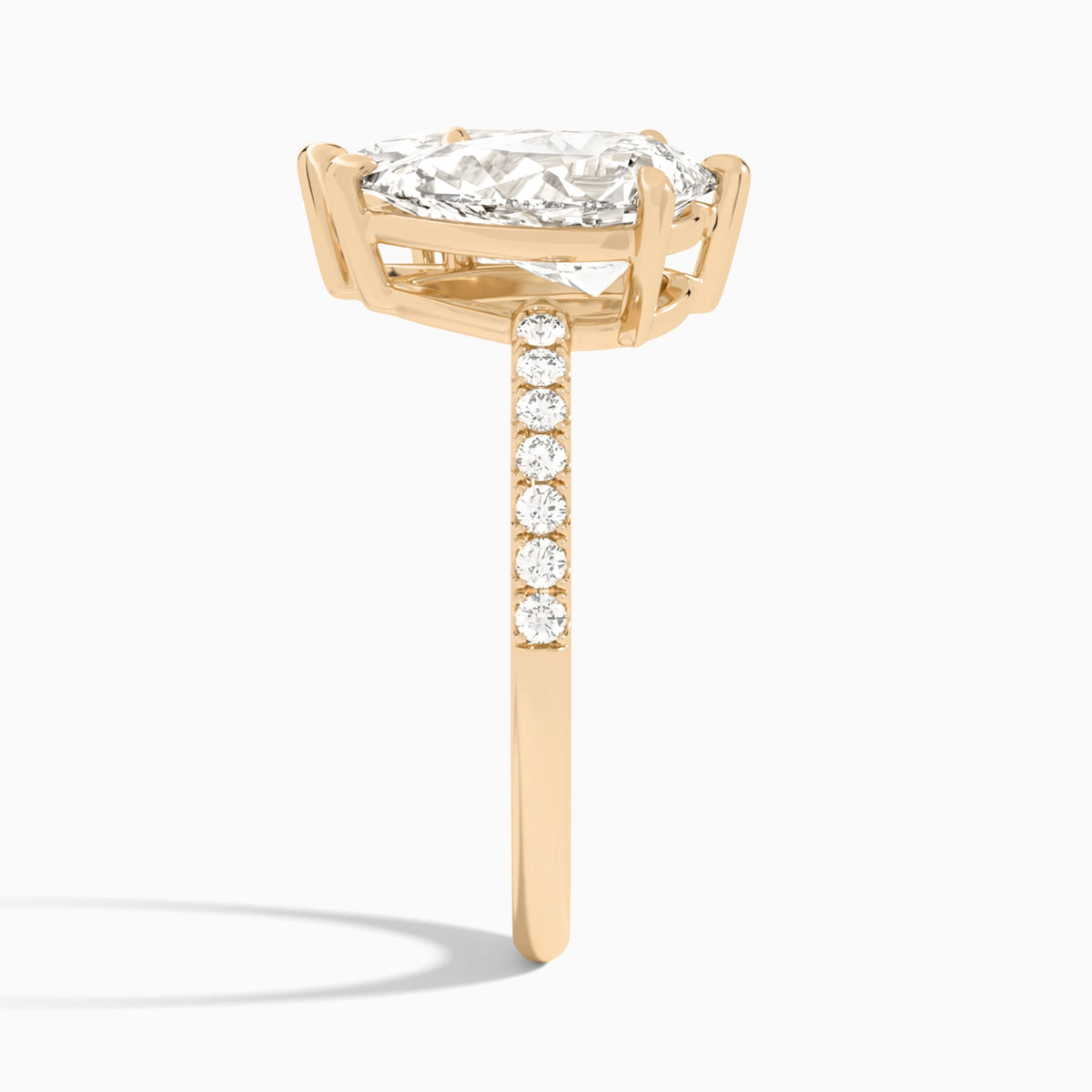 Toi Et Moi Pear and Marquise Accented Diamond Engagement Ring In 14K Rose Gold, Side View