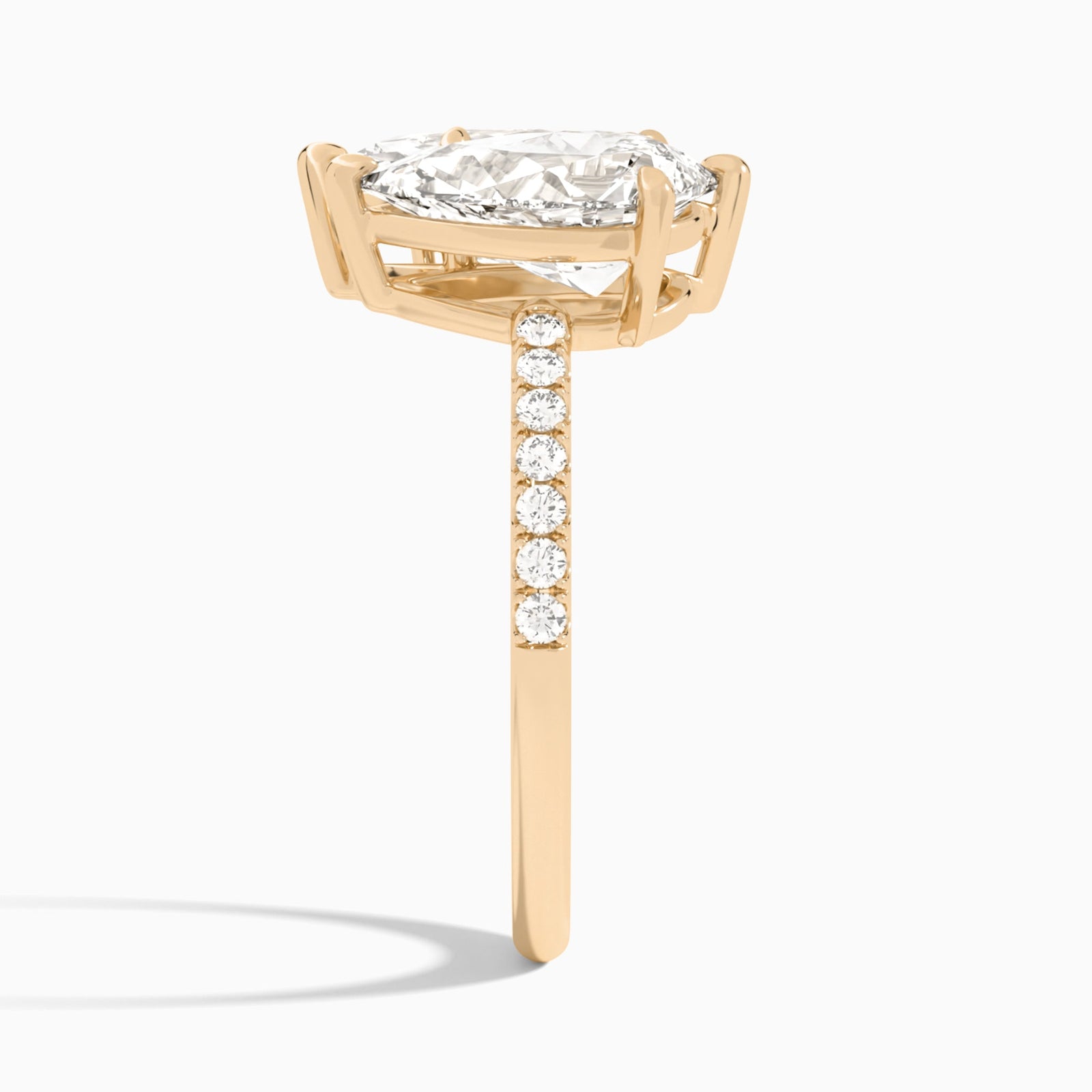 Toi Et Moi Pear and Marquise Accented Diamond Engagement Ring In 14K Rose Gold, Side View