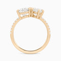 Toi Et Moi Pear and Marquise Accented Diamond Engagement Ring In 14K Rose Gold, Top View