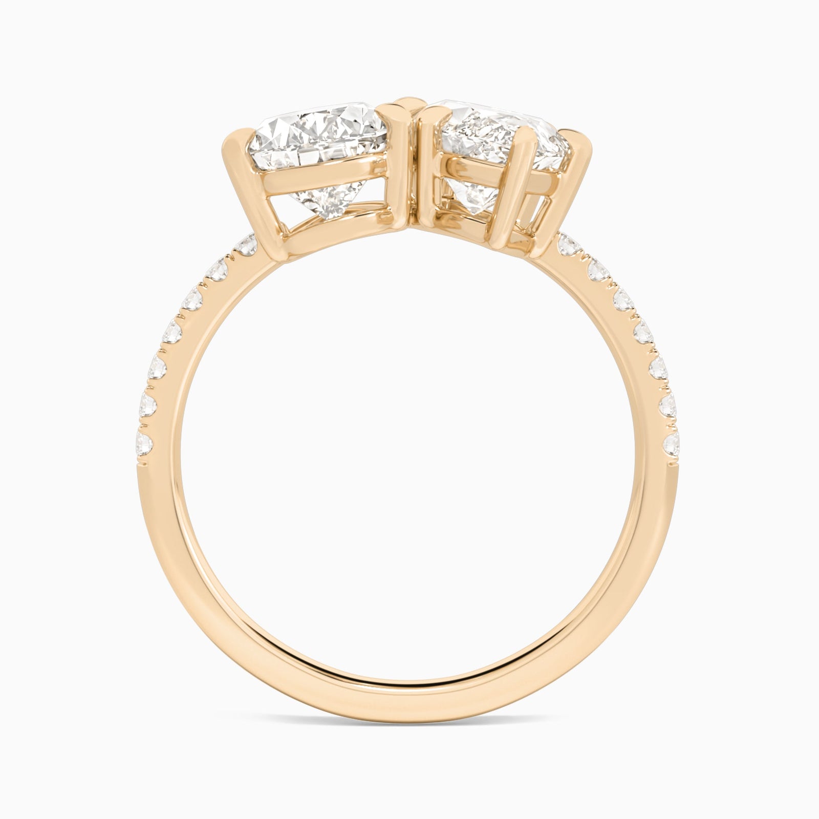 Toi Et Moi Pear and Marquise Accented Diamond Engagement Ring In 14K Rose Gold, Top View