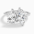 Toi Et Moi Pear and Marquise Accented Diamond Engagement Ring In 18K White Gold - Lucenjuri