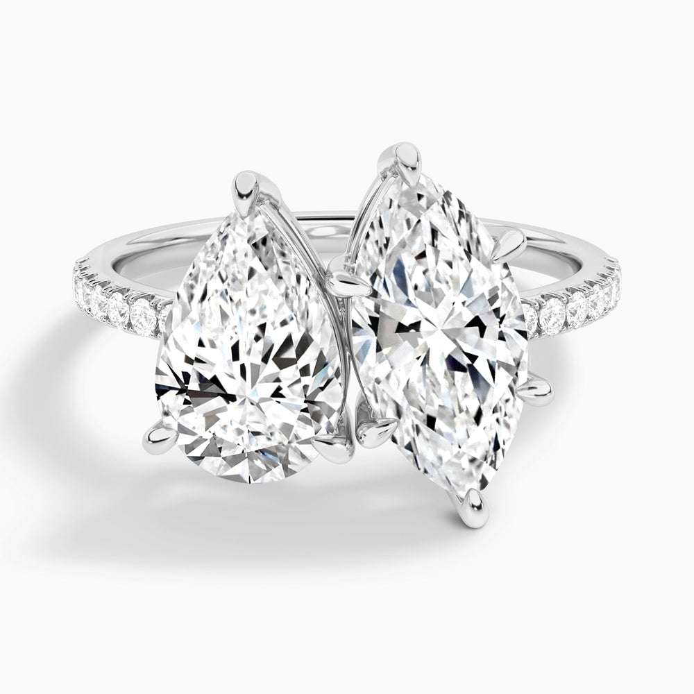 Toi Et Moi Pear and Marquise Accented Diamond Engagement Ring In 14K White Gold - Lucenjuri