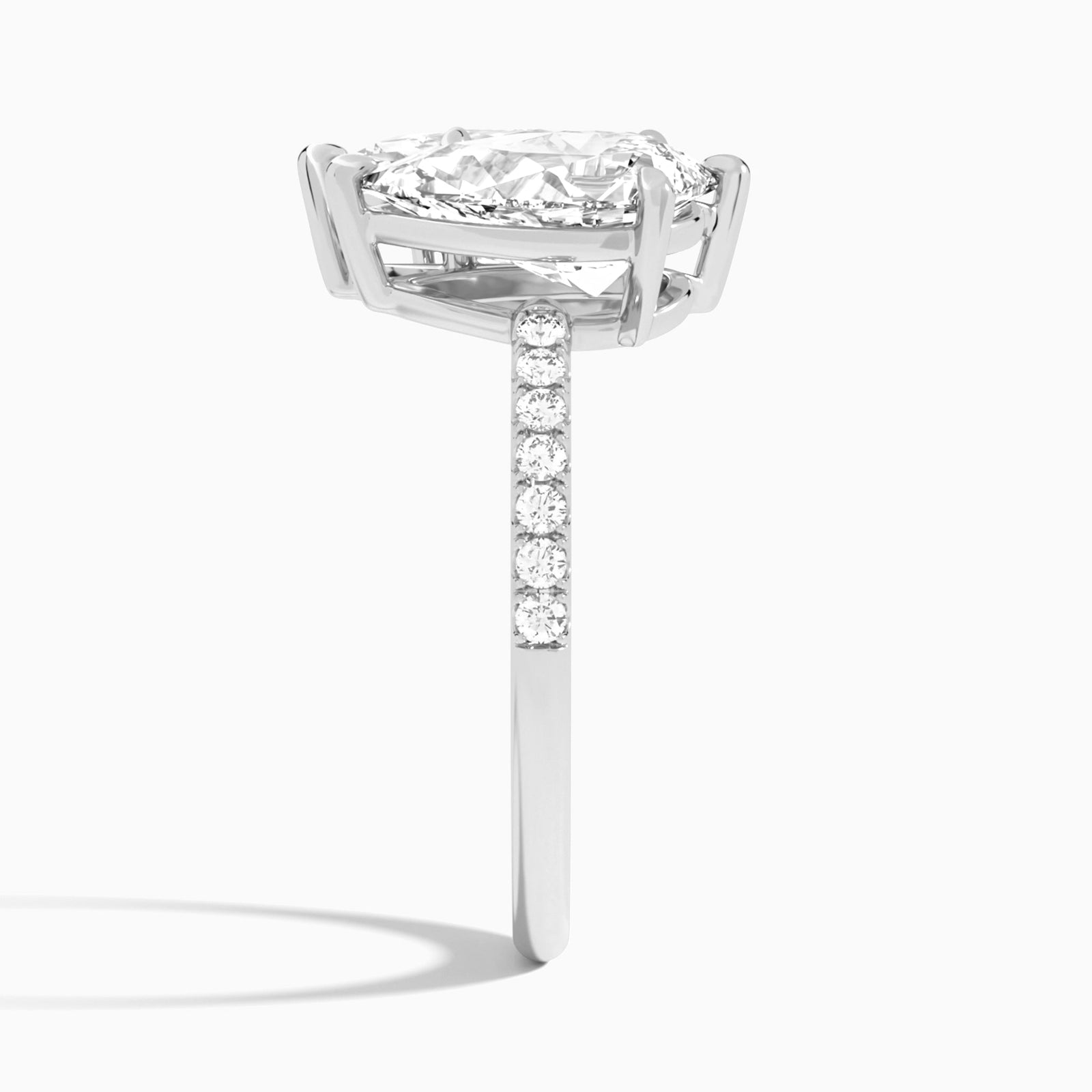 Toi Et Moi Pear and Marquise Accented Diamond Engagement Ring In 14K White Gold, Side View