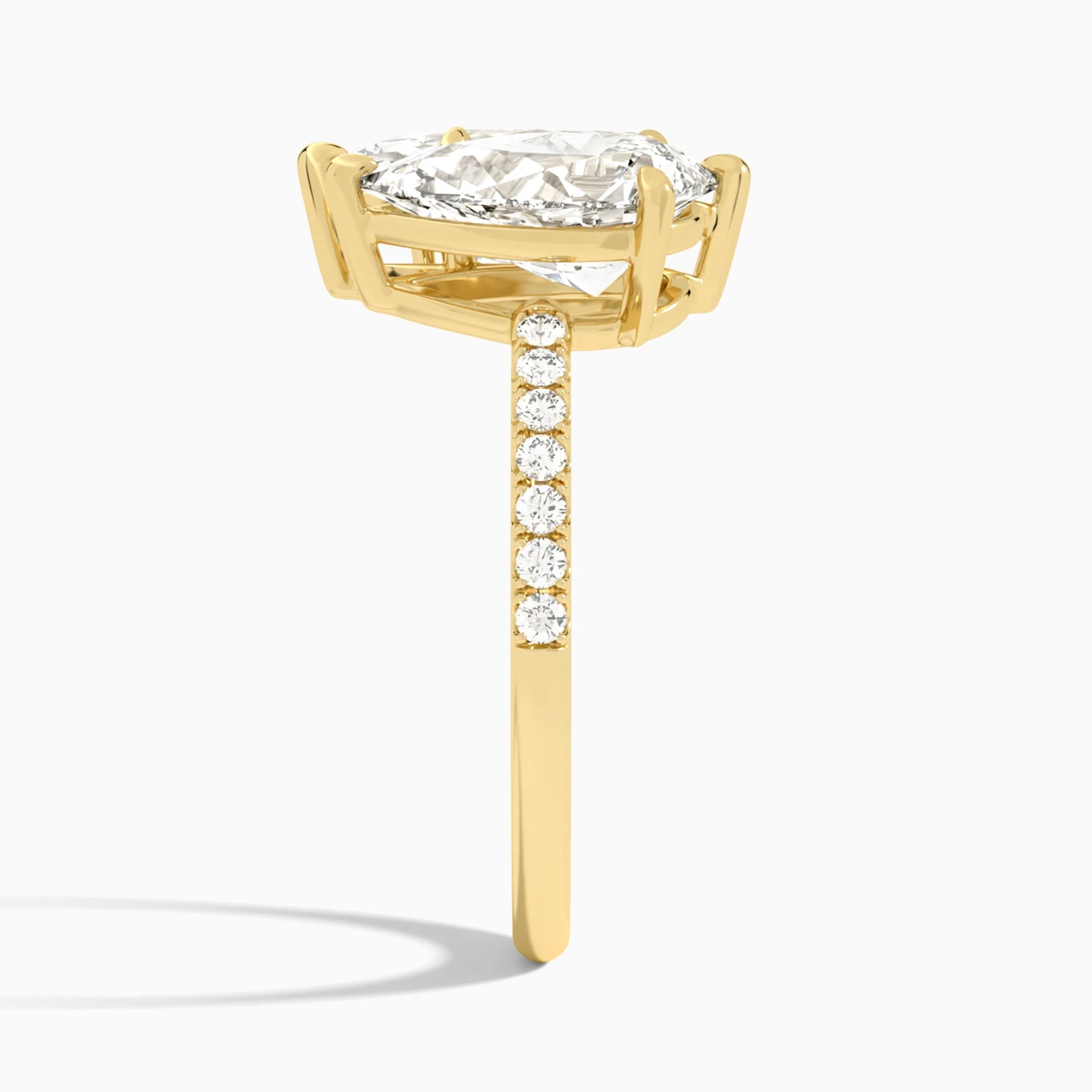 Toi Et Moi Pear and Marquise Accented Diamond Engagement Ring In 18K Yellow Gold, Side View