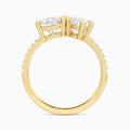Toi Et Moi Pear and Marquise Accented Diamond Engagement Ring In 14K Yellow Gold, Top View