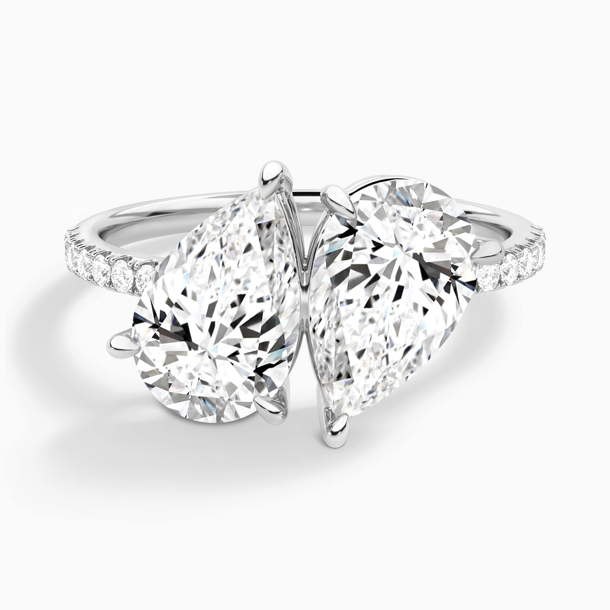 Toi Et Moi Pear and Pear Accented Diamond Engagement Ring In Platinum - Lucenjuri