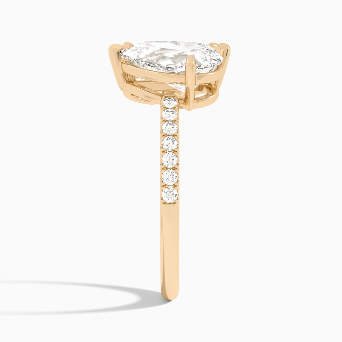 Toi Et Moi Pear and Pear Accented Diamond Engagement Ring In 14K Rose Gold, Side View