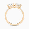 Toi Et Moi Pear and Pear Accented Diamond Engagement Ring In 14K Rose Gold, Top View