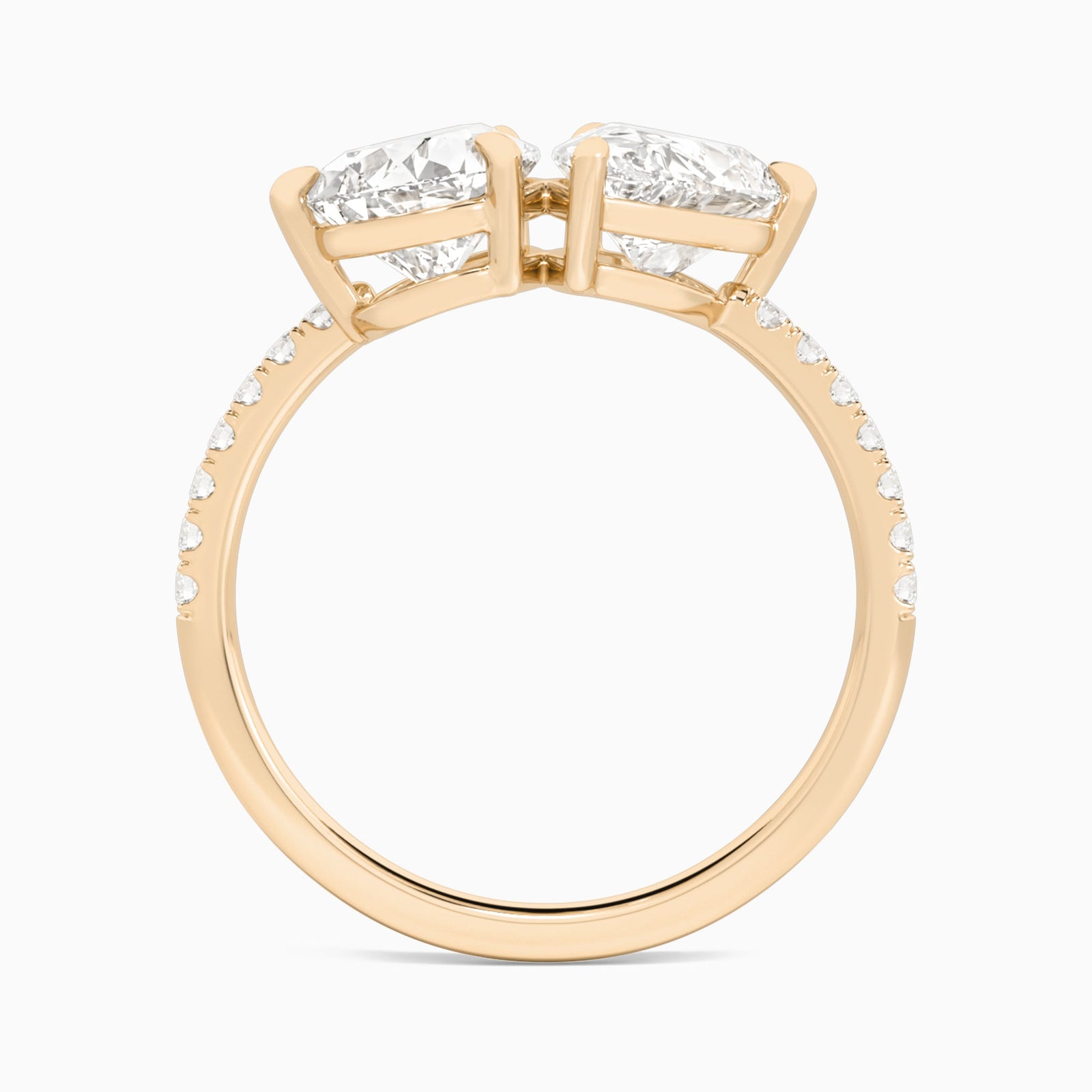Toi Et Moi Pear and Pear Accented Diamond Engagement Ring In 14K Rose Gold, Top View