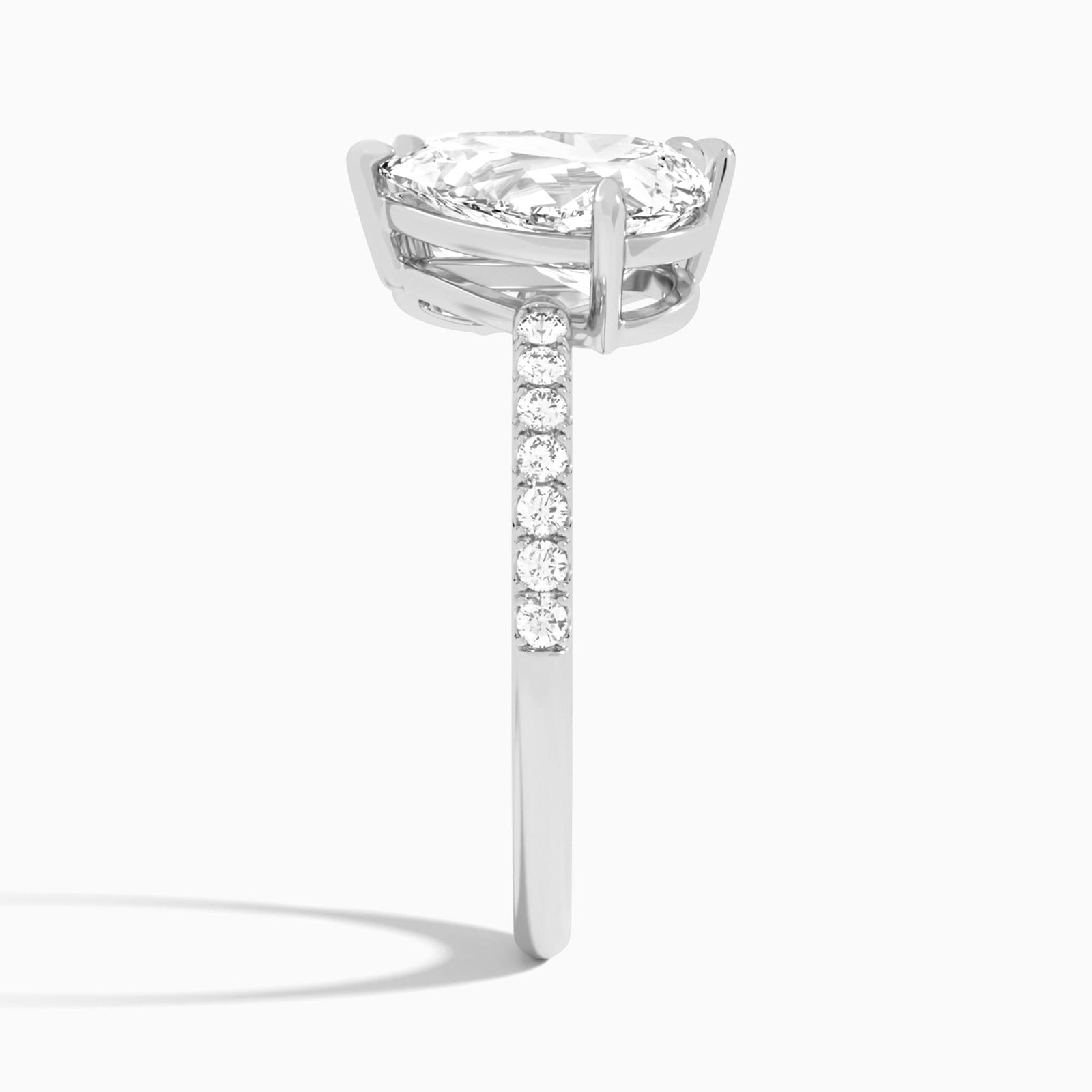 Toi Et Moi Pear and Pear Accented Diamond Engagement Ring In 14K White Gold, Side View