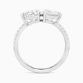 Toi Et Moi Pear and Pear Accented Diamond Engagement Ring In 18K White Gold, Top View