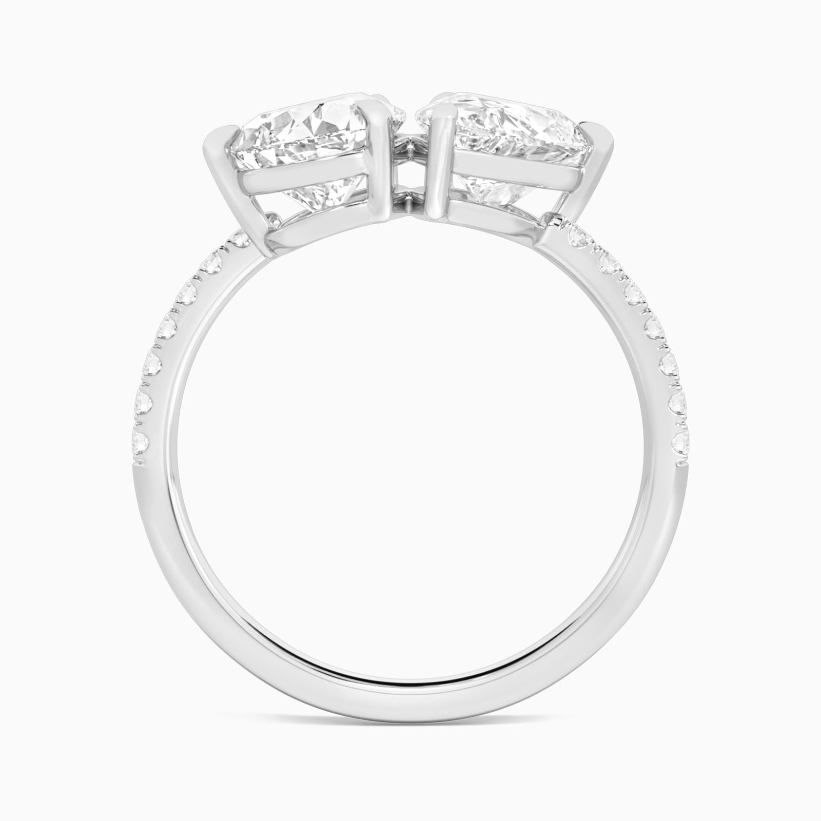 Toi Et Moi Pear and Pear Accented Diamond Engagement Ring In 18K White Gold, Top View