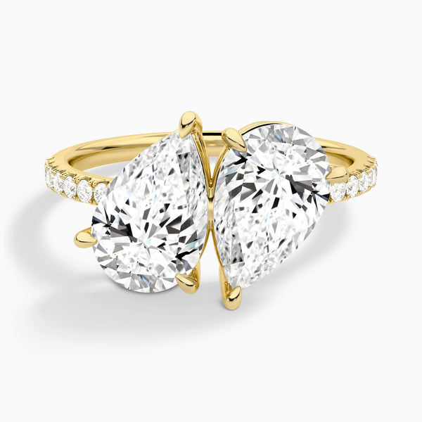 Toi Et Moi Pear and Pear Accented Diamond Engagement Ring In 14K Yellow Gold - Lucenjuri