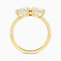 Toi Et Moi Pear and Pear Accented Diamond Engagement Ring In 18K Yellow Gold, Top View