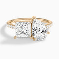 Toi Et Moi Princess and Pear Accented Diamond Engagement Ring In 14K Rose Gold - Lucenjuri