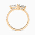 Toi Et Moi Princess and Pear Accented Diamond Engagement Ring In 14K Rose Gold, Top View