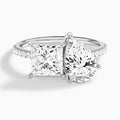 Toi Et Moi Princess and Pear Accented Diamond Engagement Ring In 14K White Gold - Lucenjuri