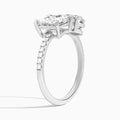 Toi Et Moi Princess and Pear Accented Diamond Engagement Ring In 14K White Gold, Angle View