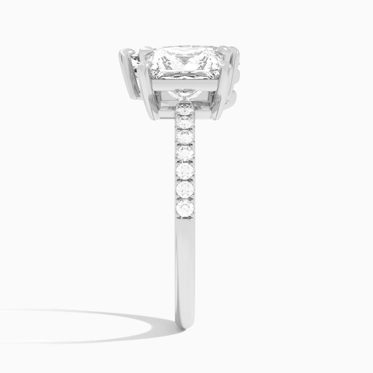 Toi Et Moi Princess and Pear Accented Diamond Engagement Ring In 14K White Gold, Side View