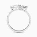 Toi Et Moi Princess and Pear Accented Diamond Engagement Ring In 14K White Gold, Top View