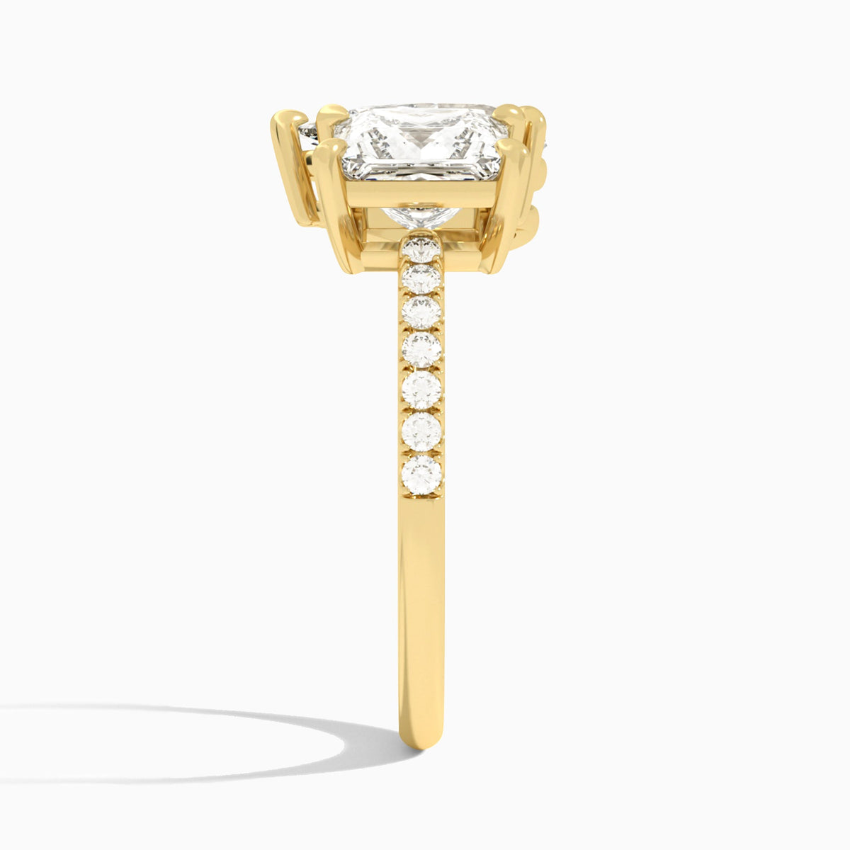 Toi Et Moi Princess and Pear Accented Diamond Engagement Ring In 18K Yellow Gold, Side View