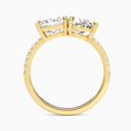 Toi Et Moi Princess and Pear Accented Diamond Engagement Ring In 18K Yellow Gold, Top View