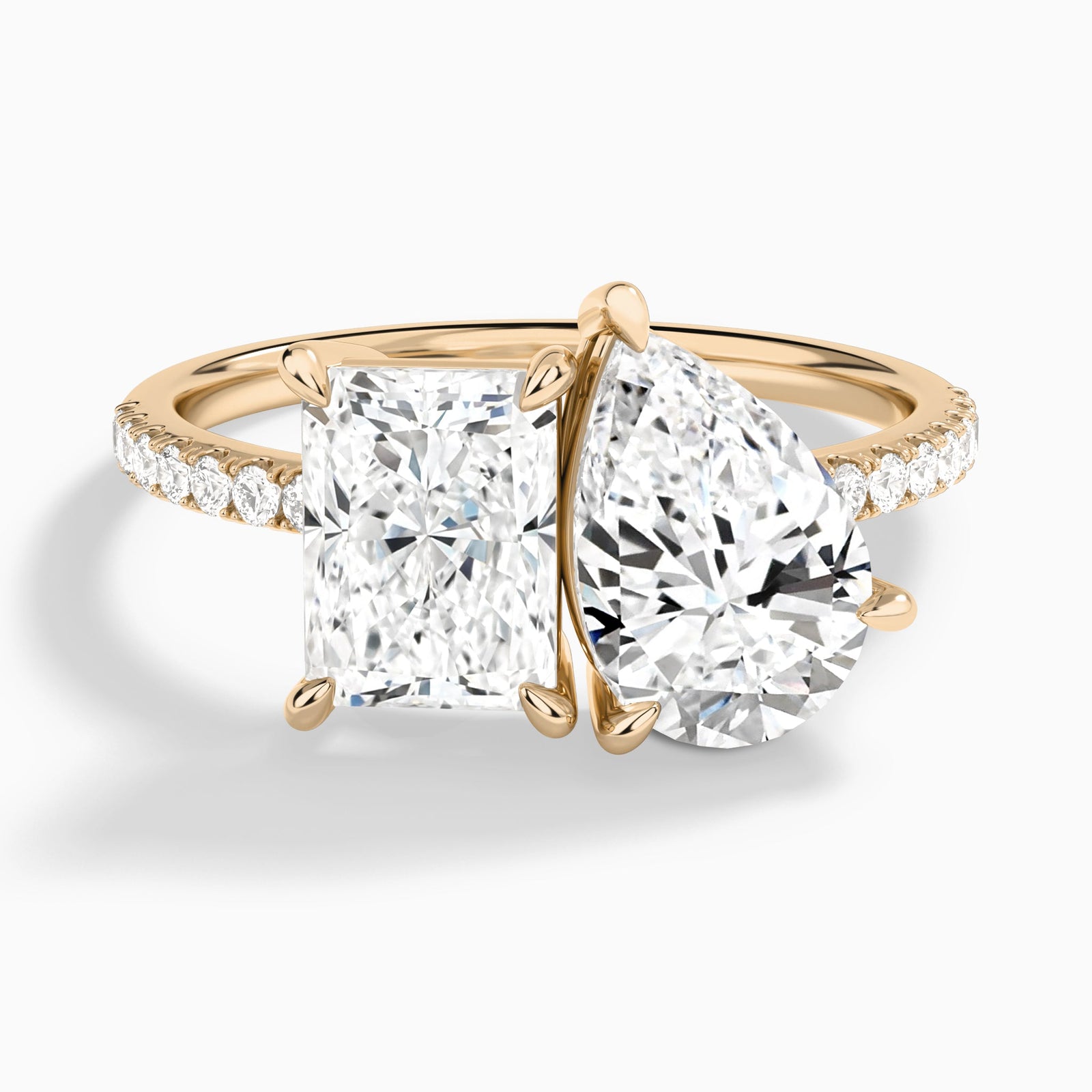 Toi Et Moi Radiant and Pear Accented Diamond Engagement Ring In 14K Rose Gold - Lucenjuri