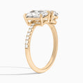 Toi Et Moi Radiant and Pear Accented Diamond Engagement Ring In 14K Rose Gold, Angle View