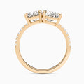 Toi Et Moi Radiant and Pear Accented Diamond Engagement Ring In 14K Rose Gold, Top View
