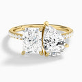 Toi Et Moi Radiant and Pear Accented Diamond Engagement Ring In 18K Yellow Gold - Lucenjuri