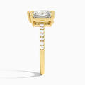 Toi Et Moi Radiant and Pear Accented Diamond Engagement Ring In 14K Yellow Gold, Side View
