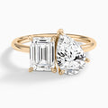 Toi Et Moi Emerald and Pear Diamond Engagement Ring In 14K Rose Gold - Lucenjuri