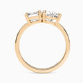 Toi Et Moi Emerald and Pear Diamond Engagement Ring In 14K Rose Gold, Top View