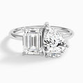 Toi Et Moi Emerald and Pear Diamond Engagement Ring In 18K White Gold - Lucenjuri