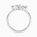 Toi Et Moi Emerald and Pear Diamond Engagement Ring In 14K White Gold, Top View
