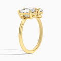 Toi Et Moi Emerald and Pear Diamond Engagement Ring In 18K Yellow Gold, Angle View