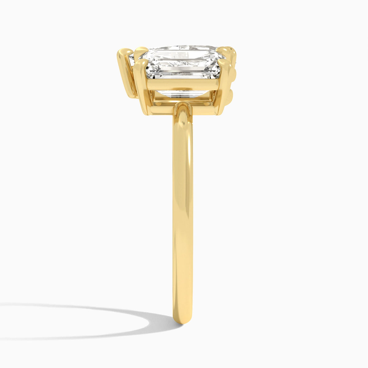 Toi Et Moi Emerald and Pear Diamond Engagement Ring In 14K Yellow Gold, Side View