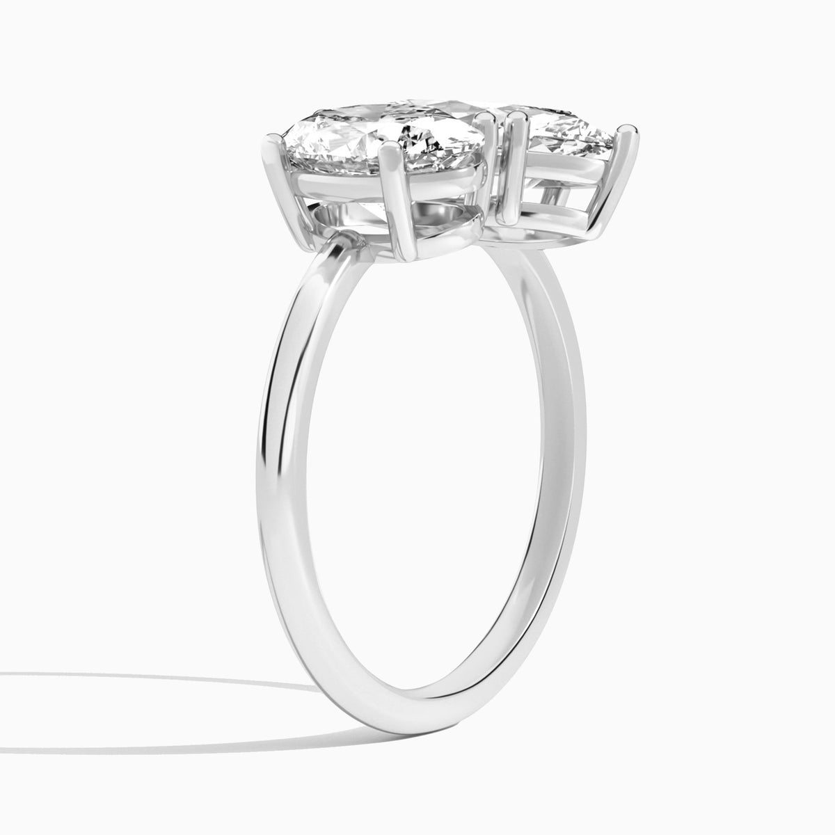 Toi Et Moi Oval and Marquise Diamond Engagement Ring In Platinum, Angle View