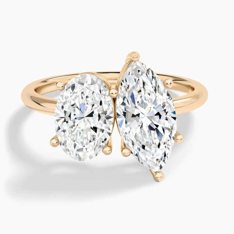Toi Et Moi Oval and Marquise Diamond Engagement Ring In 14K Rose Gold - Lucenjuri