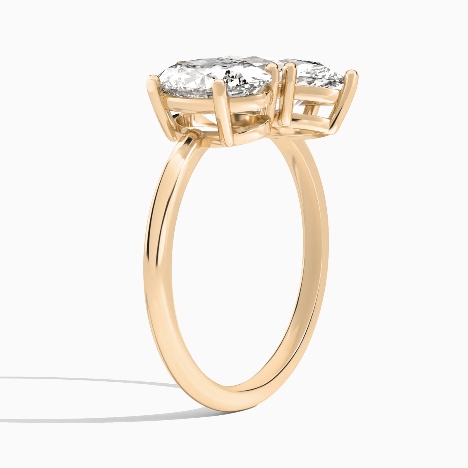 Toi Et Moi Oval and Marquise Diamond Engagement Ring In 14K Rose Gold, Angle View