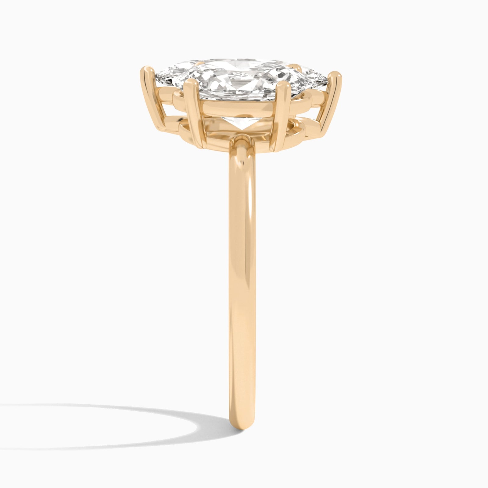 Toi Et Moi Oval and Marquise Diamond Engagement Ring In 14K Rose Gold, Side View